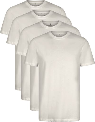 LINNICK Long Fit T-Shirt 4 Pack - Ronde Hals - Korte Mouw - T Shirt Heren - 100% Katoen - Longfit T Shirt Heren - Beige - Maat S - Set van 4