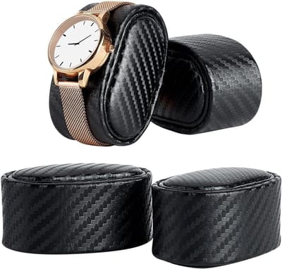 4pcs PU Leather Watch Cushion Inserts - Black Watch Display Pillow - Oval Watch Cushion Pad - Cover for Small Business - Bracelet Watch Bangle Display Storage - 2.6×1.8×1.4 inch