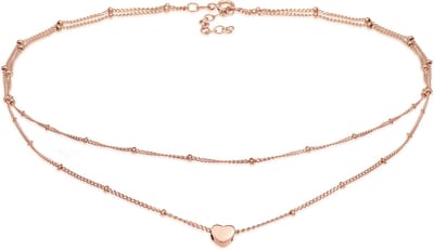 Elli - Halsketting - Dames Choker Gelaagde Look Hart Trend in 925 Sterling Zilver - Dames
