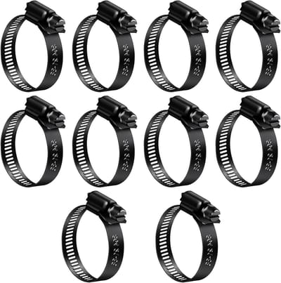 Zwarte Slangklemmen 21-38mm - 10 Stuks RVS Slangklemmen voor Tuinslangen, Gasleidingen en Diverse Toepassingen