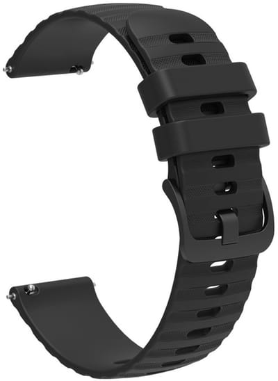 Siliconen bandje - geschikt voor Garmin Vivoactive 4 / Venu 4 (45mm) / Venu 3 / 2 / Forerunner 255 / Forerunner 265 / 570 (47mm) en Polar Vantage M / M2 / V3 / Grit X (Pro) - ribbel - zwart