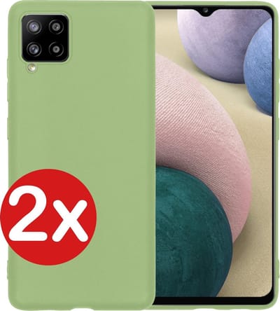 Hoesje - 2 Stuks - Geschikt voor Samsung Galaxy A12 - Sterk & Shockproof - Telefoonhoes - Back Cover - Case Siliconen - Telefoon Hoes - Groen