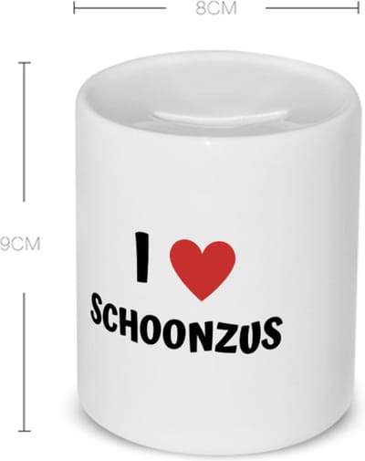 Akyol - i love schoonzus Spaarpot - Zus - de liefste schoonzus - verjaardag - cadeautje voor zus - zus artikelen - kado - geschenk - 350 ML inhoud