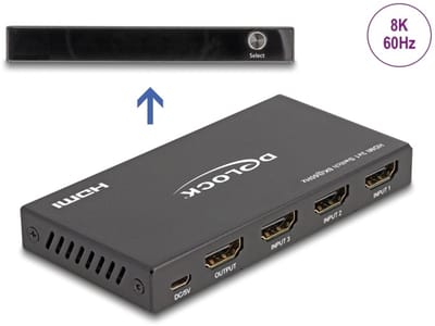 Delock HDMI Switch 3 x HDMI in to 1 x HDMI out 8K 60 Hz