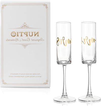 Elegante Gegraveerde Champagneglazen voor Bruiloften - Set van 2 voor het Bruidspaar, Perfect voor Verlovingen en Speciale Gelegenheden