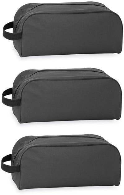 Schoenentas - 3x - 8 liter - zwart - 35 x 16 x 15 cm - polyester - ritssluiting - reizen - opbergen