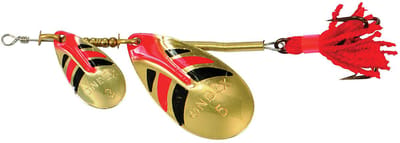 Ondex Tandem spinner 6/8 – 22 gram met dubbele bladen Gold/Décoré