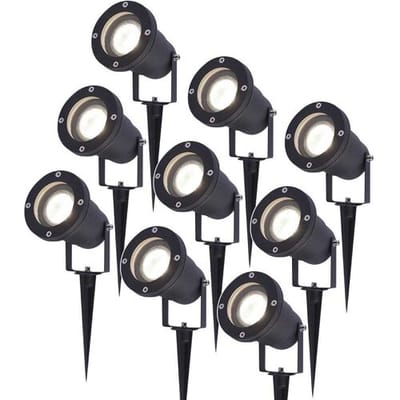 HOFTRONIC Set van 9 LED prikspots - 4 Watt 345 Lumen - Dimbaar - Kantelbaar - 4000K neutraal wit - GU10 - IP64 Waterdicht - Zwart - Tuinspots