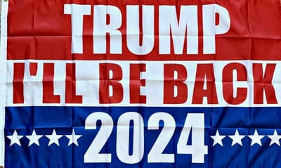 USArticlesEU - Donald Trump Vlag - Trump Vlag - Trump 2024 - Trump 2020 - Verkiezingen vlag - Amerika vlag - US vlag- USA Vlag - Trump vlag Blauw -Ill be back vlag - 150 x 90 cm