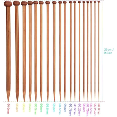 Lot de 36 aiguilles à tricoter à pointe unique en acier carbonisé, protections de pointes, bricolage fait à la main