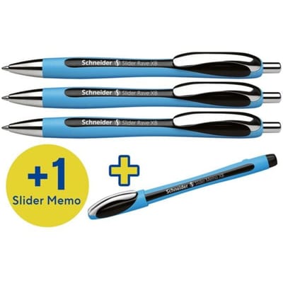 Schneider Schreibgeräte Box 3x Rave + 1x Memo schwarz 132674 Balpen Kleur inkt: Zwart 4 stuk(s)