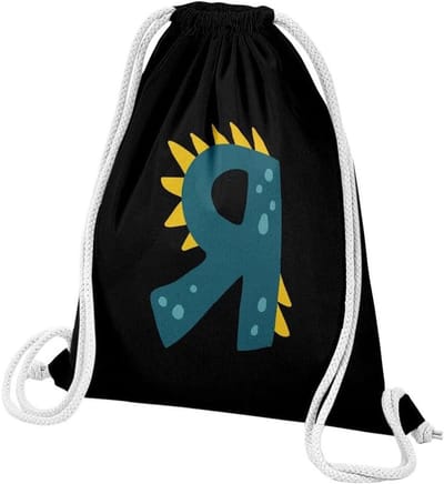 Sporttas met Tekening - Trekkoord Tas - Dagelijks Gebruik - Milieuvriendelijke Inkt - 12 Liter - Zwart