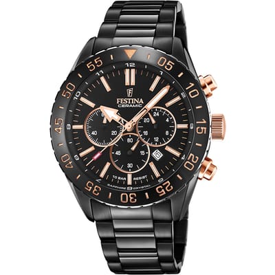 Uurwerk - Festina keramische lunette 100 m waterdicht