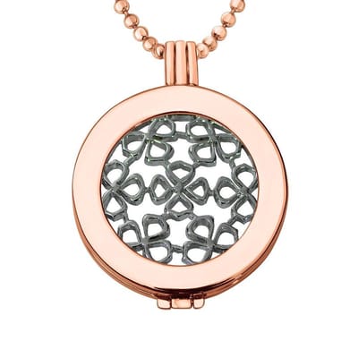 Munthouder met Ketting en Munt 33mm Klaver Patroon - Rosegoudkleurig - ERHS910