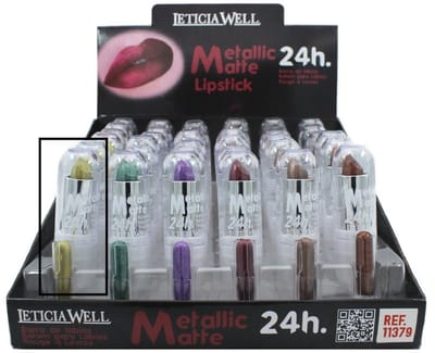 Leticia Well - Metallic Matte Lipstick / Lippenstift - Licht Groen - Nummer 27 - 1 Stuks met 3,8 gram inhoud