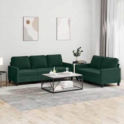 vidaXL - 2-delige - Loungeset - met - kussens - fluweel - donkergroen