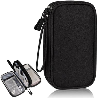 Dailygoods - Kabeltas, draagbaar, dubbele organizer voor op reis, universele organizer voor kabels, reistas, elektronische accessoires, tas voor USB, SD-kaarten, oplader