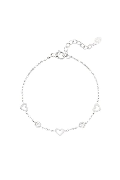 Armband met hart - Diamant bedels - Zilverkleurig - Verkleurt niet - Cadeau