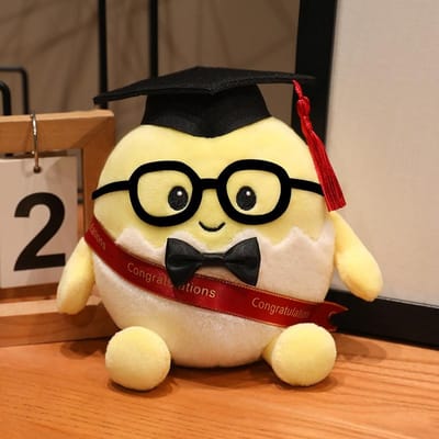 1525Cm Lint Mensachtige Ei Pluche Speelgoed Afstuderen Bachelor Doctor Knuffel Pluche Kawaii Mascotte Souvenir Klasgenoot Cadeau