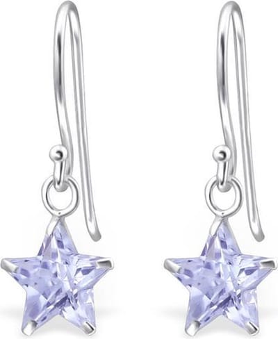 Montebello Oorbellen Ada Lavendel - 925 Zilver E-Coating - Ster - 8mm - 23mm