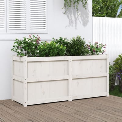 vidaXL - Plantenbak - 150x50x70 - cm - massief - grenenhout - wit
