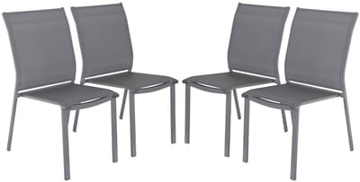 sweeek - Set van 4 stapelbare tuinstoelen van aluminium en textileen 64,5 x 45,5 x 89,5 cm - buffalo