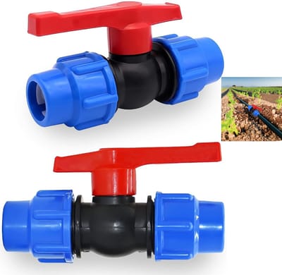 2 stuks waterleidingklepconnectoren, irrigatiebuisfittingen, kogelkraanafsluiter, geschikt voor waterleidingklemfittingen 145x25mm (blauw)