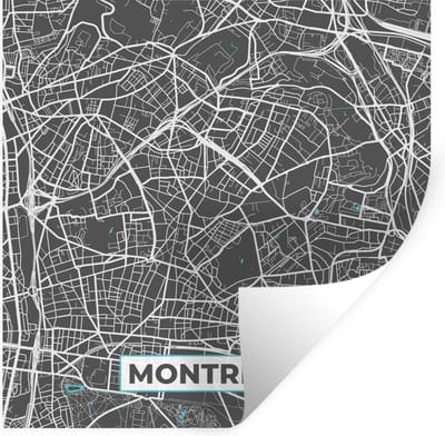 Muurstickers - Sticker Folie - Montreuil - Frankrijk - Kaart - Plattegrond - Stadskaart - 100x100 cm - Plakfolie - Muurstickers Kinderkamer - Zelfklevend Behang XXL - Zelfklevend behangpapier - Stickerfolie