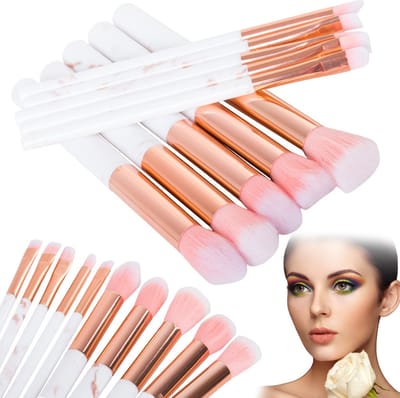Professionele Make-up Kwasten | Poederkwast | Penseel kwast | Oogschaduw kwast | bronzer kwast | Foundation kwast | contouren | make-up borstels 10-delig | Roze met Wit