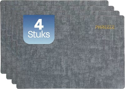 Phreeze Placemat met Linnen Patroon - 4 Stuks - Wasbaar - 30x45 CM - Luxe Onderleggers voor Borden - Blauw