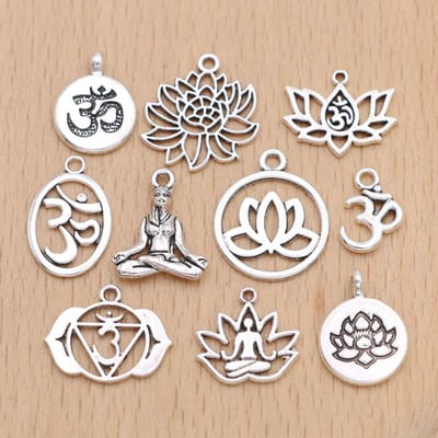 10 stuks Zilverkleurige Yoga Bedeltjes Hanger Voor Sieraden Maken Ketting Oorbellen Armband Doe-het-zelf Onderdelen Ambachtelijke Mix white