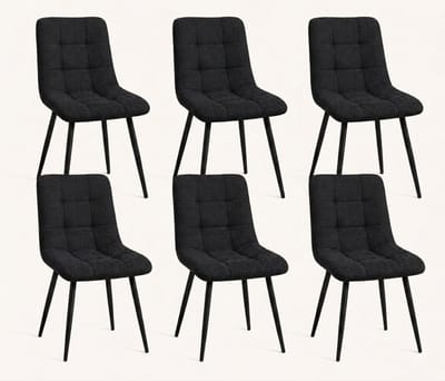 Eetkamerstoel Myleine- set van 6 stuks -Antraciet Stof Linnenmix - zetelsenbedden Tafel en Stoel