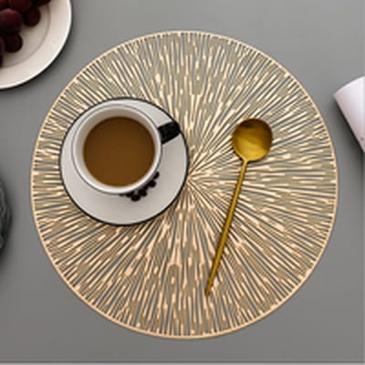 Gouden- Placemats - Rond - 38 cm - 4 stuks - Onderlegger - Hitte bestendig - Goud - Luxe uitstraling - Open gewerkt