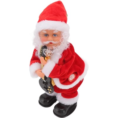 Père Noël Électrique Musical Dansant Intéressant Poupée Père Noël Décoration Cadeaux Guitare red