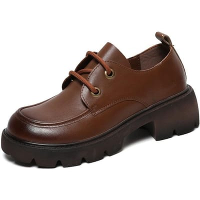 Dames Schoenen met Platte Zool Lente en Herfst Dunne Nieuwe Vintage Comfortabele Leren Casual Damesschoenen Dikke Zool Kleine Leren Schoenen 40
