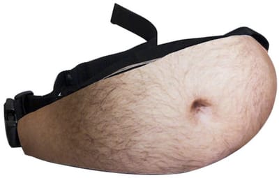 Creatieve heuptas voor een nepbuik, heuptas voor een bierbuik met wisselgeld.