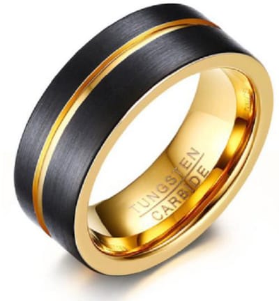 Schitterende Ring Wolfraamcarbide Zwart & Goud | Dames | Heren | Sieraad | Sterkste materiaal