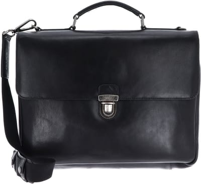 LEONHARD HEYDEN Leren aktetas business tas met laptopvak Roma Aktenmappe 2 Fächer 5390 Schwarz zwart