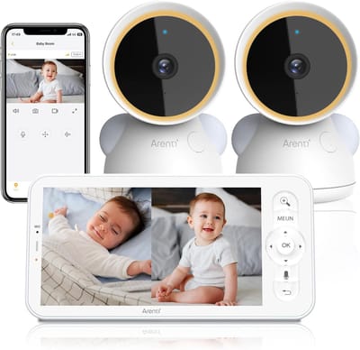 Babyfoon Met Camera - Baby Monitor - Baby Bewaken - Tweewegs Audio - 5 Inch Scherm - Wit