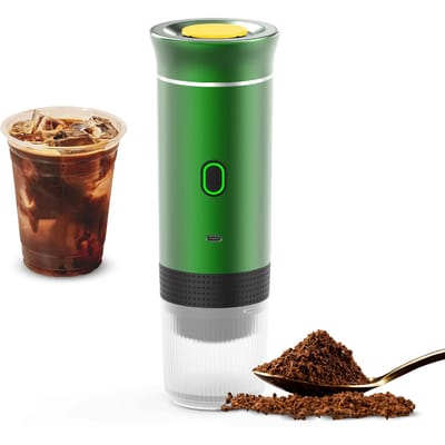 Draagbare koffiemachine voor thuis, auto, reizen, 3-in-1 snoerloze elektrische koffiemachine, werkt met capsule groen
