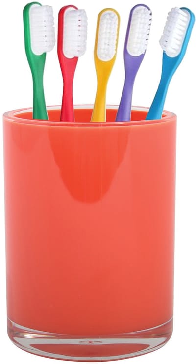 Home & Styling badkamer bekers - tandenborstelhouder - Troyes - kunststof - rood - 7 x 9 cm