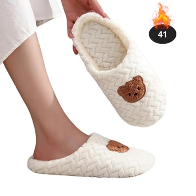 Nivard Warme Pantoffels - Sloffen - Slippers - Dames - Heren - Pluche - Maat 41 - Wit