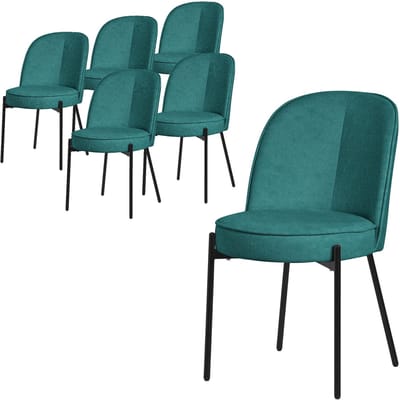 Eetkamerstoelen set van 6 petrol met rugleuning, gestoffeerde stoelen voor eetkamer & keuken ML-Design