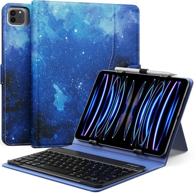 Dailygoods - Universele tablethoes - Toetsenbord - Draadloos en afneembaar - Blauw - Geschikt voor 9-11 inch tablets - Ideaal voor iPad en Samsung