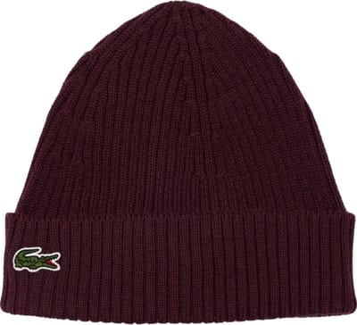 Lacoste muts wol - unisex gebreide muts - espresso bruin