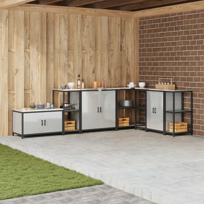 vidaXL - Keukenplankeenheid - HATTEM - Zilverkleurig - 40 - x - 50 - x - 92 - cm - Staal