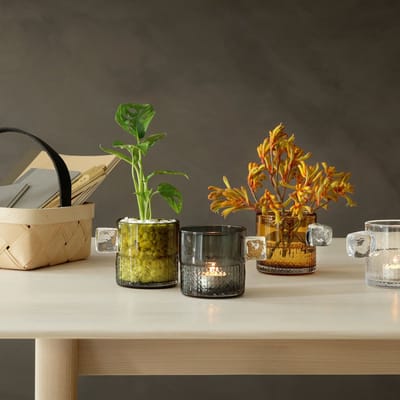 L.S.A. - Handle Theelichthouder 9 cm - Glas - Oranje