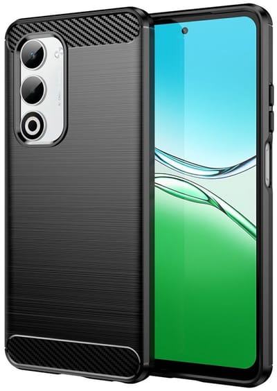 Geborsteld TPU Hoesje Geschikt voor Oppo A5 (2025) | Beschermhoes | Back Cover | Flexibel TPU | Stijlvol Carbon | Dun | Zwart