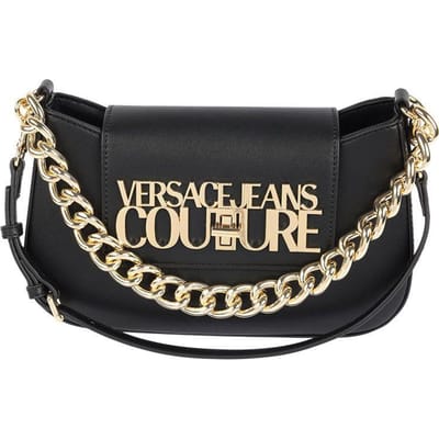 Versace Jeans Couture Metalen Logo Slot Sluiting Polyester Schoudertas Kleine Dames schoudertas Zwart 74VA4BL2-ZS467-899 Basic Set (Bag+Dust Bag),/ beige