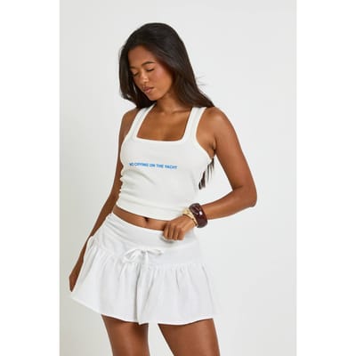 boohoo Dames Linnen-look Minirok Met Strikdetail Aan De Voorkant | Ecru | Maat: 34